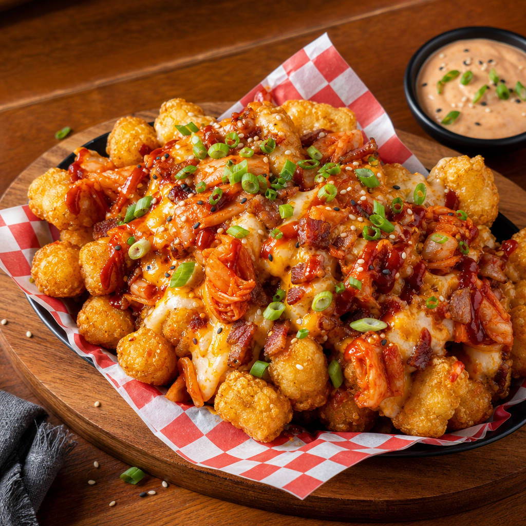 Loaded Kimchi Tots